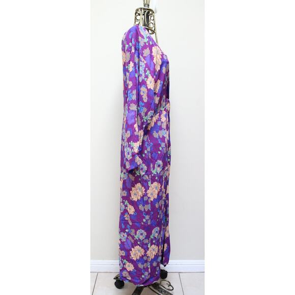 NWT Smythe Purple Violet Floral Slit Twist Midi Dress Size XL - Picture 3 of 5
